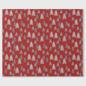 灰色のクリスマスツリーは赤いカスタム背景を松 ラッピングペーパー (フラット)