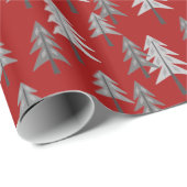 灰色のクリスマスツリーは赤いカスタム背景を松 ラッピングペーパー (ロールコーナー)