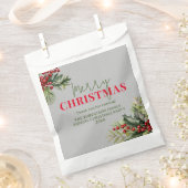 灰色のクリスマスパーティーにホリーとパインが引き立てる フェイバーバッグ (クリップ留めされた状態)
