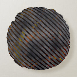 灰色のクロスストライプリボンかカーボンリボンか？金ゴールド ラウンドクッション