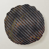 灰色のクロスストライプリボンかカーボンリボンか？金ゴールド ラウンドクッション (裏面)