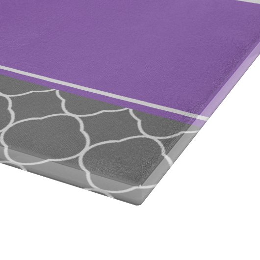 灰色のクローバーの紫色のパーソナライズ カッティングボード (角)