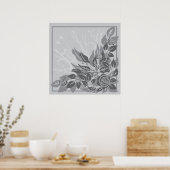 灰色のグランジバラ ポスター (キッチン)