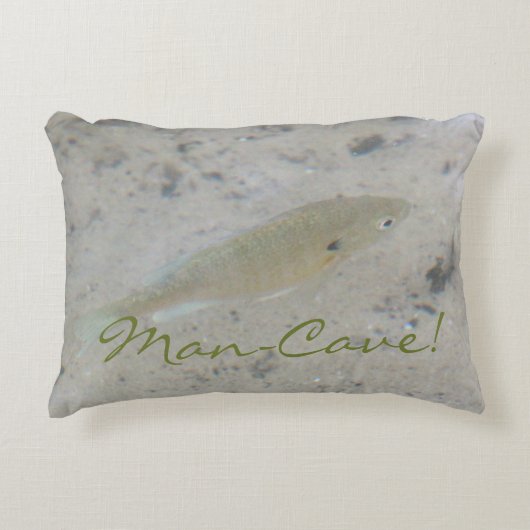 灰色のグリーンフィッシュ アクセントクッション (正面)