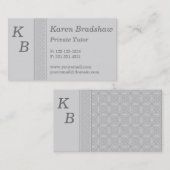 灰色のケルト結び目模様の家庭教師の名刺 名刺 (正面/裏面)