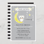 灰色のコキンメフクロウ|のベビーシャワーの招待状 招待状 (正面/裏面)