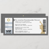 灰色のコンサートのチケットのバーの(ユダヤ教の)バル・ミツバーの招待状 招待状 (正面/裏面)