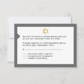 灰色のコンサートのチケットのバーの（ユダヤ教の）バル・ミツバーRSVPの応答 出欠カード (正面)