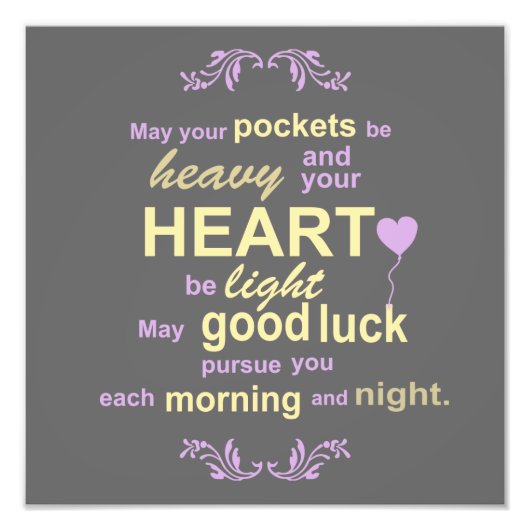 灰色のコンテンポラリーなタイポグラフィのアイルランドの天恵 フォトプリント            (正面)