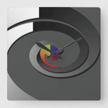 灰色のコンテンポラリーな柱時計- 4箱の渦巻