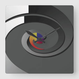 灰色のコンテンポラリーな柱時計- 4箱の渦巻 スクエア壁時計