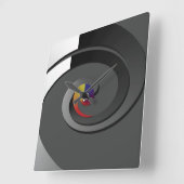 灰色のコンテンポラリーな柱時計- 4箱の渦巻 スクエア壁時計 (傾斜)