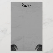 灰色のゴシック様式の黒いカラスイラスト2つ 便箋 (正面)