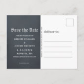 灰色のゴシック色の白いバラ日付保存 案内ポストカード (裏面)