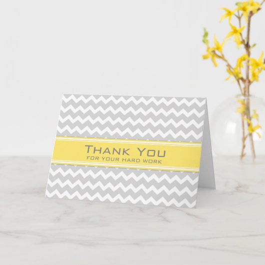 灰色のシェブロンの管理上のプロフェッショナル日カード カード (黄色い花)