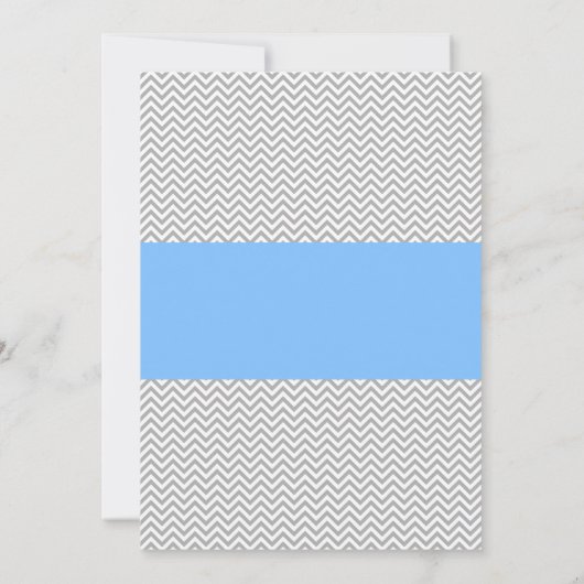 灰色のシェブロンの青い十字の男の子の洗礼の《キリスト教》洗礼式や命名式 招待状 (裏面)
