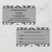 灰色のシマウマのアポイントメントのメモの名刺 予約カード (正面/裏面)