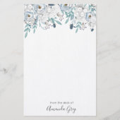 灰色のシャクヤクのパーソナライズなメモ帳 便箋 (正面)