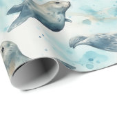 灰色のシール水色 ラッピングペーパー (ロールコーナー)