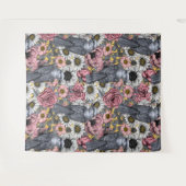 灰色のジェイと花 タペストリー (正面(横))