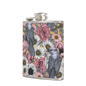 灰色のジェイと花 フラスク (左)