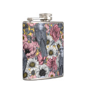 灰色のジェイと花 フラスク (右)