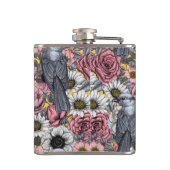 灰色のジェイと花 フラスク (裏面)