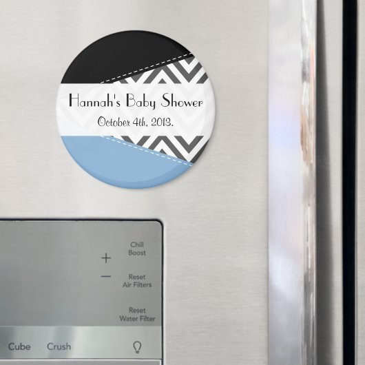 灰色のジグザグ、シェブロン、ジグザグパターン、ベビーシャワー マグネット (インサイチュ (冷蔵庫))