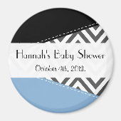 灰色のジグザグ、シェブロン、ジグザグパターン、ベビーシャワー マグネット (正面)
