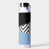 灰色のジグザグ、灰色のシェブロン、ジグザグのパターン、青 ウォーターボトル (正面)