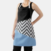 灰色のジグザグ、灰色のシェブロン、ジグザグのパターン、青 エプロン (インサイチュ)