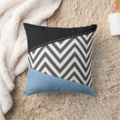 灰色のジグザグ、灰色のシェブロン、ジグザグのパターン、青 クッション (ブランケット)