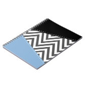 灰色のジグザグ、灰色のシェブロン、ジグザグのパターン、青 ノートブック (左側)