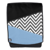 灰色のジグザグ、灰色のシェブロン、ジグザグのパターン、青 バックパック (正面)