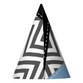 灰色のジグザグ、灰色のシェブロン、ジグザグのパターン、青 パーティーハット (裏面)