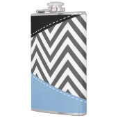 灰色のジグザグ、灰色のシェブロン、ジグザグのパターン、青 フラスク (左)