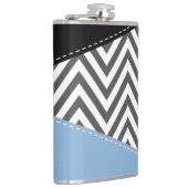 灰色のジグザグ、灰色のシェブロン、ジグザグのパターン、青 フラスク (右)