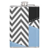 灰色のジグザグ、灰色のシェブロン、ジグザグのパターン、青 フラスク (裏面)