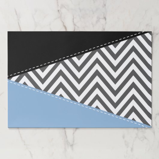灰色のジグザグ、灰色のシェブロン、ジグザグのパターン、青 ペーパーパッド (正面)