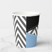 灰色のジグザグ、灰色のシェブロン、ジグザグのパターン、青 紙コップ (右)