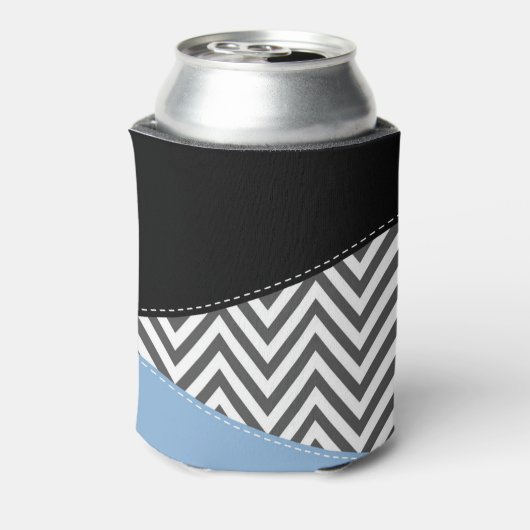 灰色のジグザグ、灰色のシェブロン、ジグザグのパターン、青 缶クーラー (缶裏面)