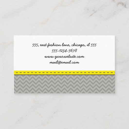 灰色のジグザグ、灰色のシェブロン、幾何学模様 名刺 (裏面)