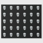 灰色のスカルの無光沢の包装紙、30" x 6' ラッピングペーパー (フラット)