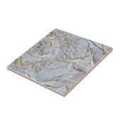 灰色のスタイリッシュ大理石と金ゴールドの縞模様セラミックタイル タイル (側面)