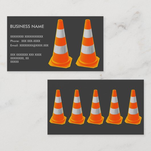 灰色のストライプが付いている交通円錐形 名刺 (正面/裏面)