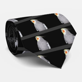灰色のストライプとの黒のペット鳥のCockatielの写真 ネクタイ