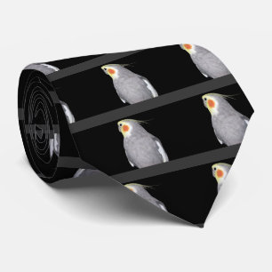灰色のストライプとの黒のペット鳥のCockatielの写真 ネクタイ