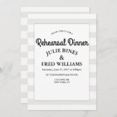 灰色のストライプなリハーサルの夕食の招待 招待状 (正面/裏面)