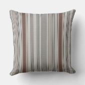 灰色のストライプの茶色の垂直テクスチャパターン クッション (裏面)