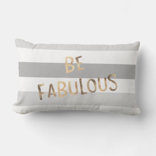 灰色のストライプの金ゴールドはすばらしいです ランバークッション (正面)